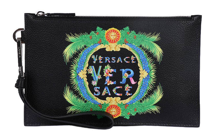 VERSACE VERSACE Calfskin Clutch Men's Black