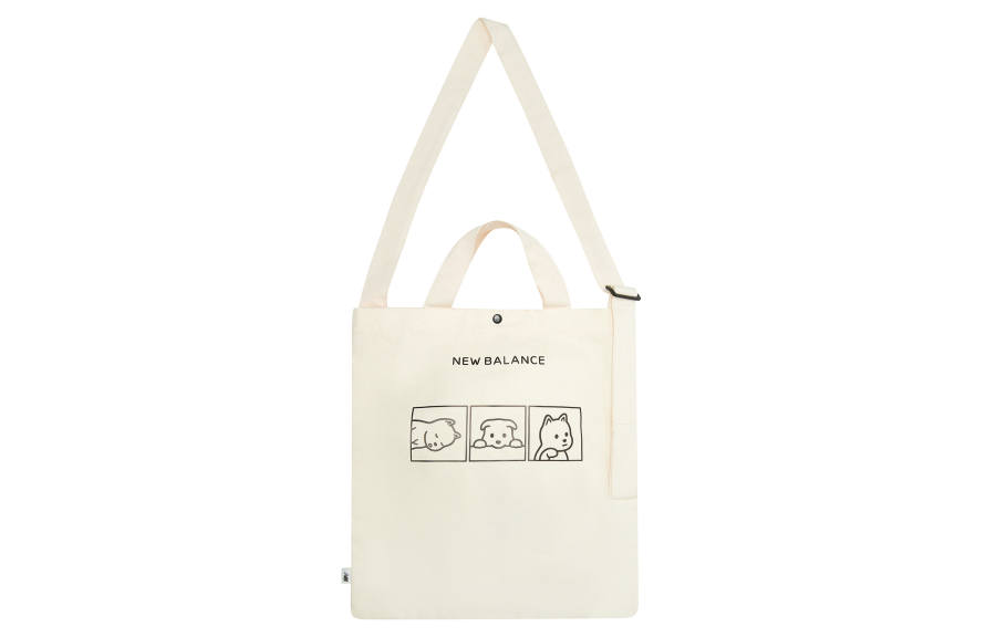 New Balance New Balance × Noritake Collaboration Letter Print Canvas Portable Crossbody Canvas Bag, Shoulder Bag Unisex Ivory White