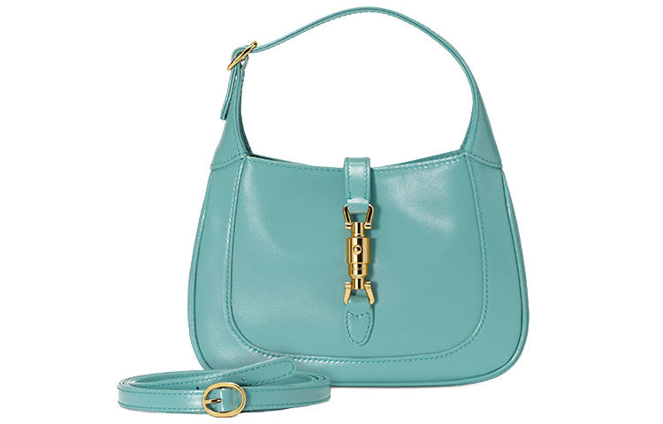 GUCCI Jackie 1961 Leather Crescent Shoulder Bag Shoulder Bag, Crossbody Bag Mini Women's Peacock Blue