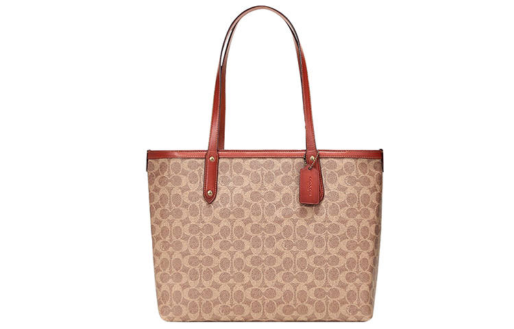 COACH Central Canvas With Leather Tote Bag, Shopping Bag, Handbag, Shoulder Bag Large Women's Brown