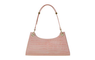 APEDE MOD Crocodile Pattern Cow Leather Frog Bag Baguette Shoulder Bag Women's Cherry Blossom Pink
