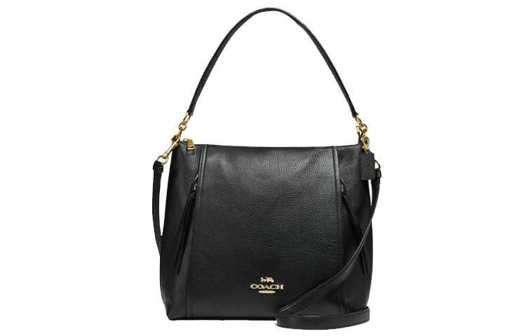 COACH Marlon Cow Leather Shoulder Bag, Handbag Medium Women's Black