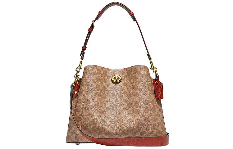 COACH Willow Coated Canvas With Leather Tote Bag, Shopping Bag, Shoulder Bag, Crossbody Bag, Handbag Large Women's