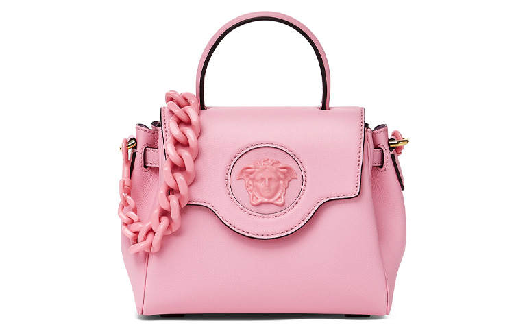 VERSACE La Medusa Cow Leather Shoulder Bag, Crossbody Bag, Handbag Small Women's Pink
