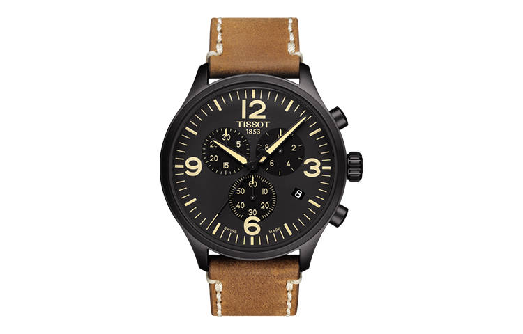 TISSOT Soko Collection Quartz Movement Men's Watches Watch 45mm Black Dial Steel Watch Case Leather Strap