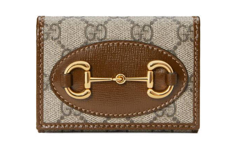 GUCCI Canvas With Leather Wallet Unisex Brown/Ebony