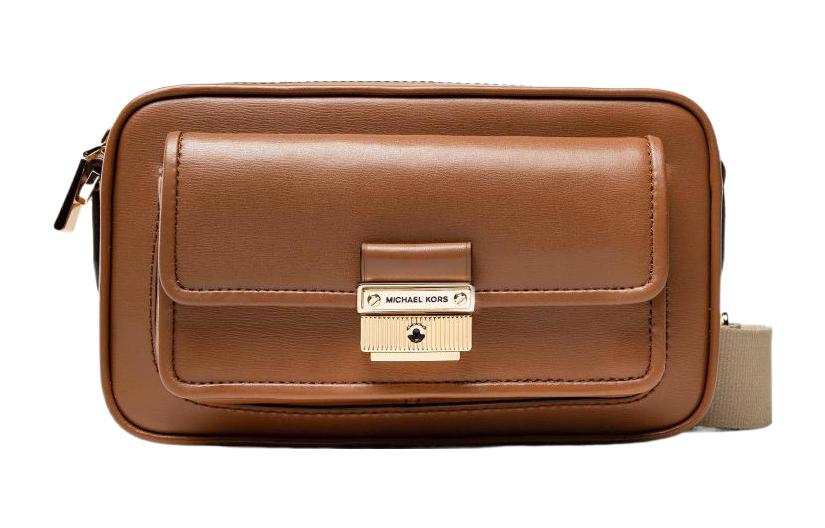 MICHAEL KORS Bradshaw Leather Shoulder Bag Women's Caramel Brown