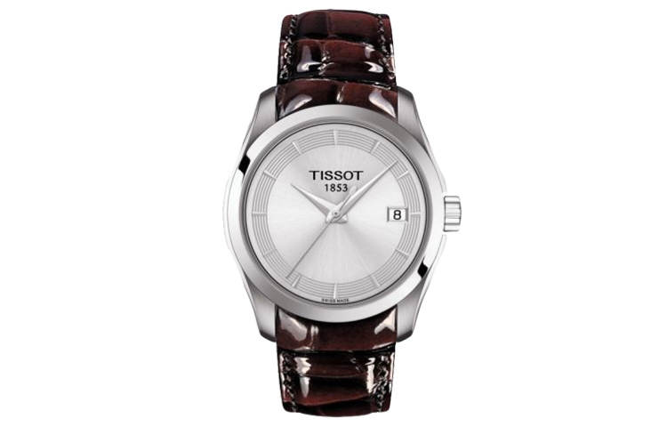 TISSOT Kutu Collection Quartz Movement Date Display Women's Watch 32mm Silver Dial Stainless Steel Case