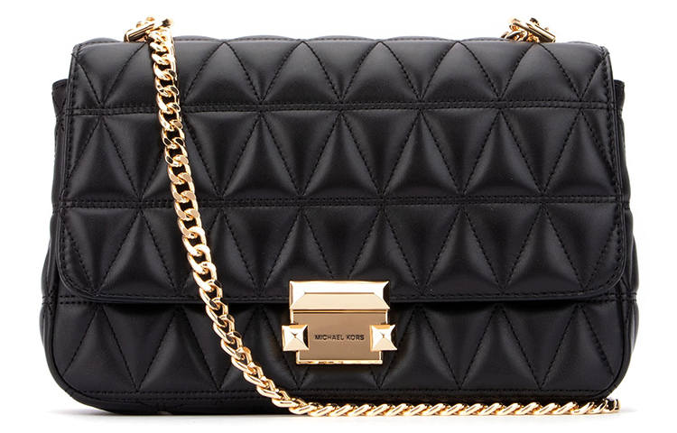 MICHAEL KORS Sloan Sheepskin Leather Patchwork Shoulder Bag, Crossbody Bag Medium Women's Black