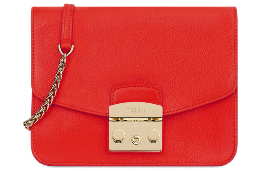 Furla Metropolis Collection Cow Leather Piglet Bag, Shoulder Bag, Crossbody Bag Small Women's Red