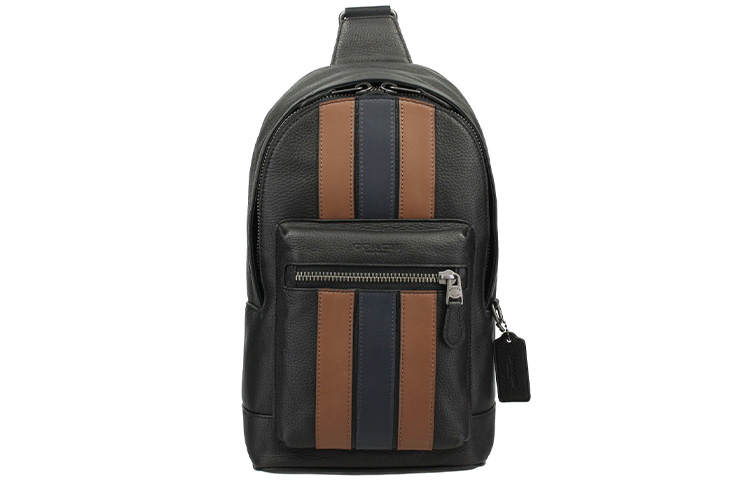 COACH West Leather Crossbody Bag, Shoulder Bag, Sling Bag Men's Black Brown Multicolor