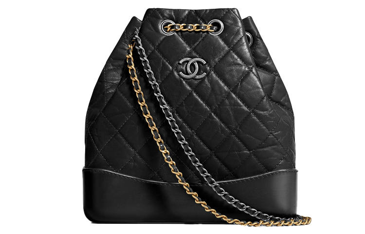 CHANEL Gabrielle Cow Leather Backpack Small Women's Black