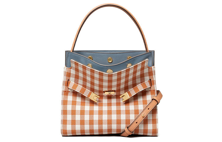 TORY BURCH Lee Radziwill Leather Crossbody Handbag Women's Light Blue
