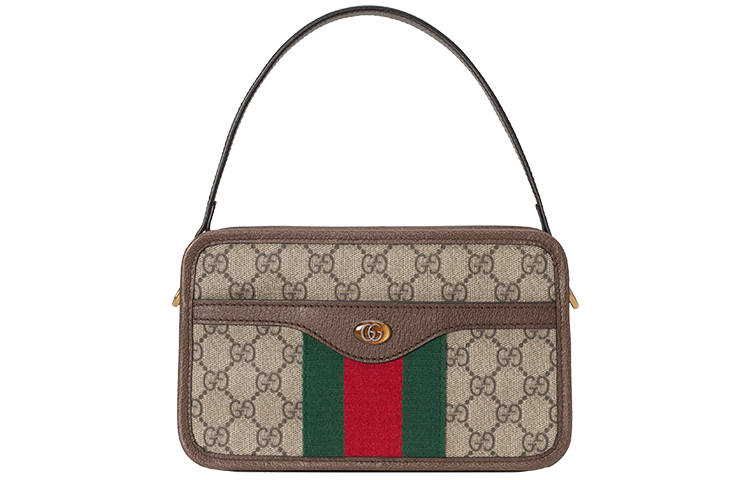 GUCCI Ophidia Canvas With Leather Portable Crossbody Bag, Shoulder Bag Small Women's Ebony/Brown