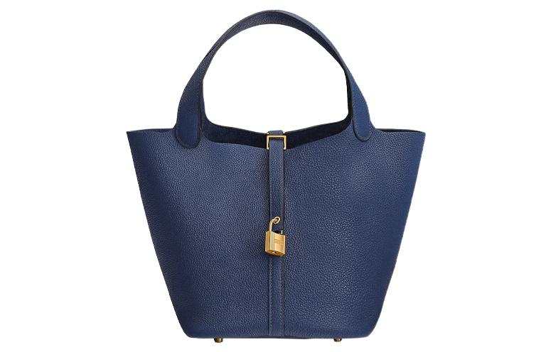 HERMES Picotin Lock Maurice Bullock Leather Basket Bag, Bucket Bag, Handbag 22 Women's 73 Bleu Saphir Sapphire Blue