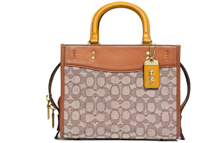 COACH Rogue Textile Paper Bag, Shoulder Bag, Crossbody Bag, Handbag Medium Women's Brown Monogram