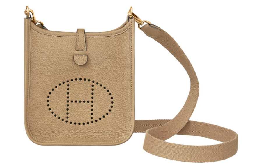 HERMES Evelyne Clemence Bullock Leather Crossbody Bag, Shoulder Bag 16 Women's S2 Trench Coat Beige