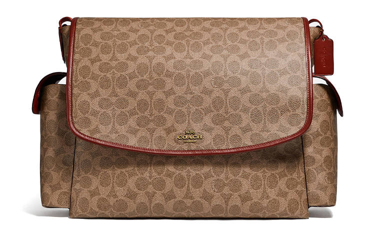 COACH Baby Coated Canvas With Calfskin Crossbody Bag, Messenger Bag, Shoulder Bag Large Women's Tan Rust Monogram