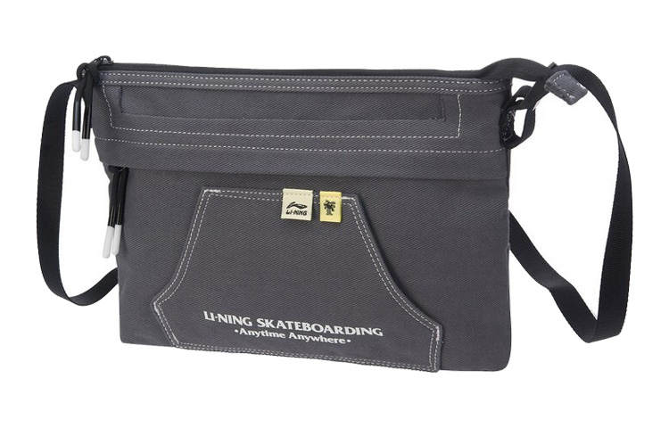 Li-Ning Li Ning Steven Harrington Collaboration Zip Closure Fabric Shoulder Bag, Crossbody Bag Men's Dark Gray
