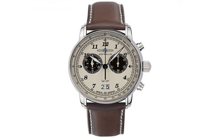 ZEPPELIN Quartz Movement Men's Watches Watch Coffee Watch Dial Stainless Steel Case Genuine Leather Strap