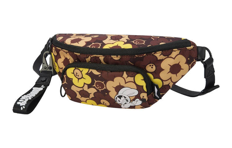 Li-Ning Li Ning Pursue Artist Collaboration Sports Fabric Crossbody Bag, Shoulder Bag, Sling Bag Women's Brown Yellow Flower