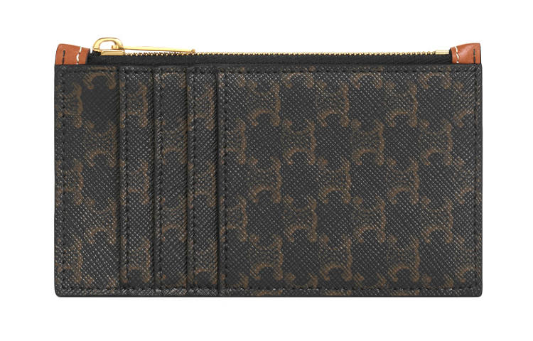 CELINE Triomphe With Sheepskin Card Holder Women's Tawny