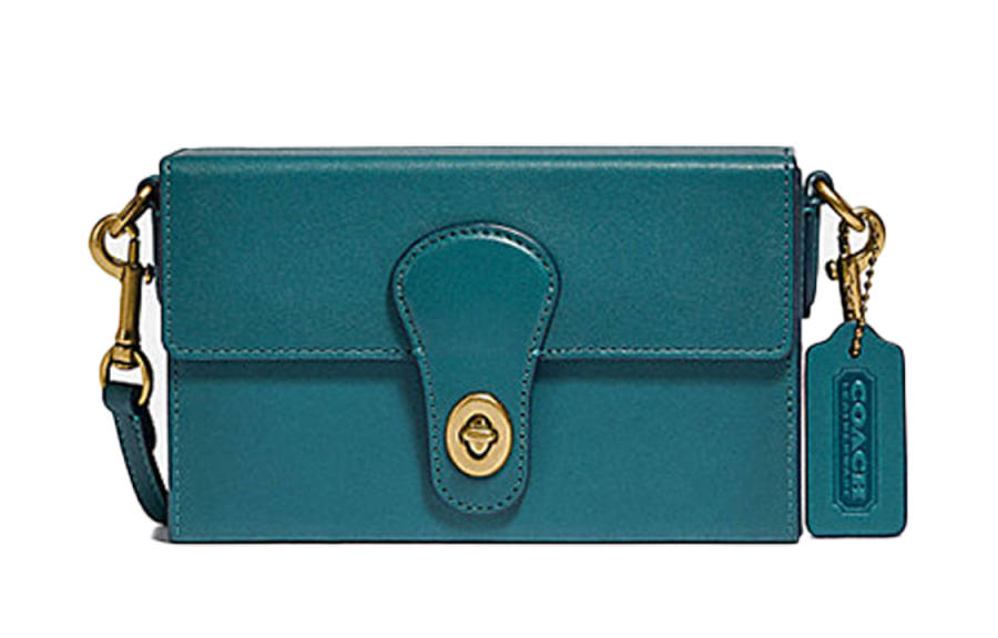 COACH Leather Shoulder Bag, Crossbody Bag Women's Lake Blue