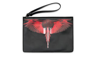 Marcelo Burlon Cow Leather Clutch Unisex Black Red