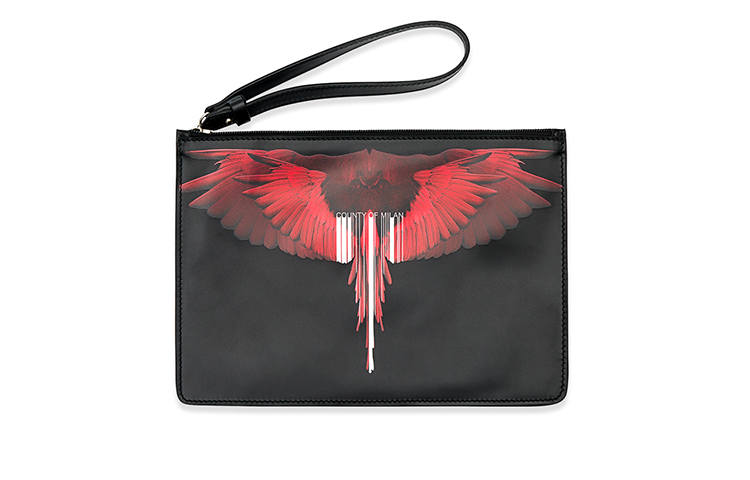 Marcelo Burlon Cow Leather Clutch Unisex Black Red