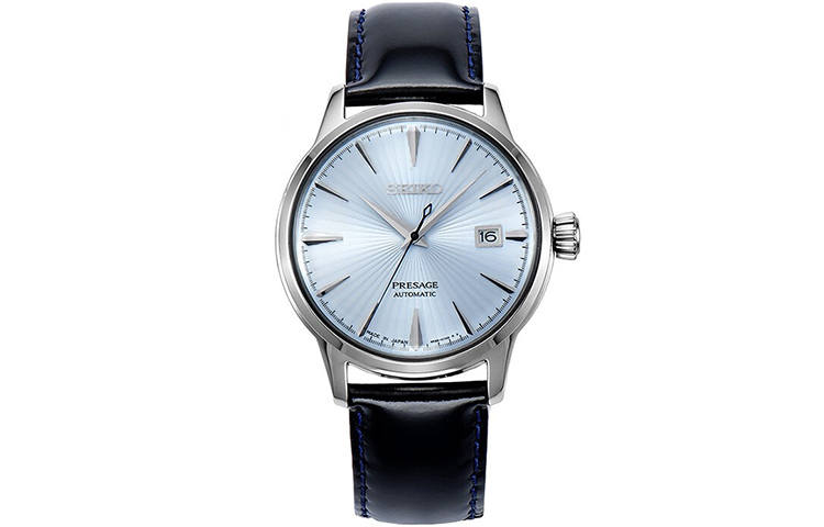SEIKO Pilot Cocktail Collection Mechanical Movement Leather Strap Watch Men's Watches Blue Dial