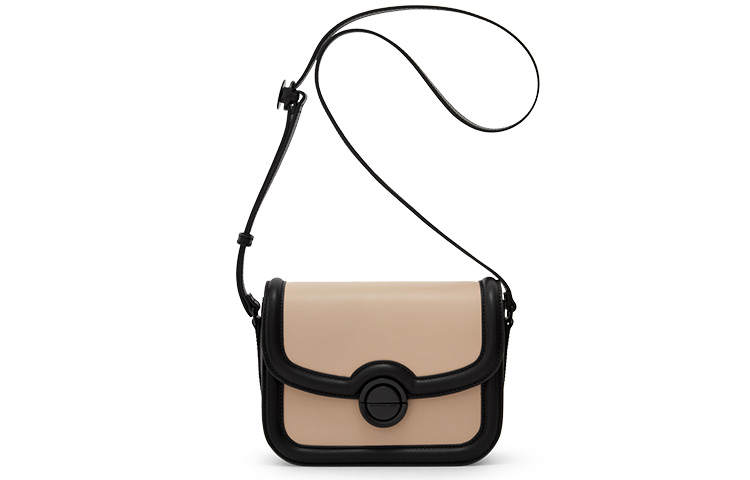 CHARLES&KEITH Microfiber Synthetic Leather Tofu Bag Crossbody Bag Women's Beige/Black