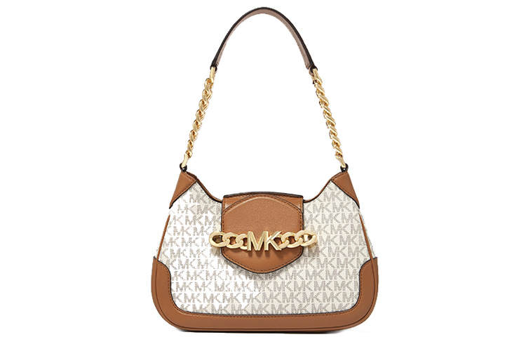 MICHAEL KORS Artificial Leather Shoulder Bag Women's Vanilla White & Acorn Brown