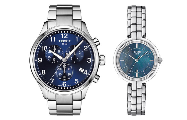 TISSOT Quartz Movement Unisex Watch 45mm Blue Dial Stainless Steel Case Stainless Steel Watchband