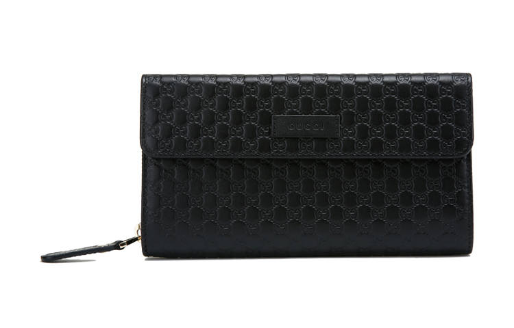GUCCI GUCCI Embossed Leather Wallet Unisex Black