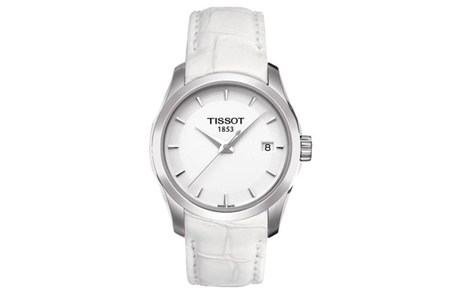 TISSOT Kutu Collection Quartz Movement 100m Waterproof Women's Watch 32mm White Dial Stainless Steel Case