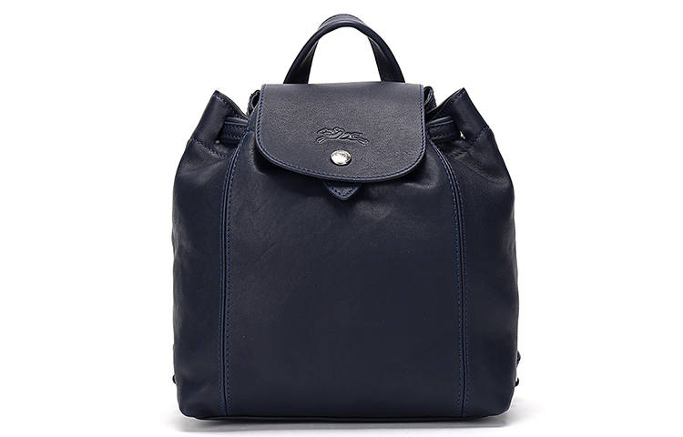 LONGCHAMP Le Pliage Cuir Drawstring And Buckle Sheepskin Backpack Mini Women's Marine Blue