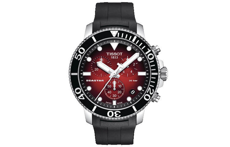 TISSOT Starfish Collection Quartz Movement 300m Waterproof Unisex Watch 45.5mm Red Watch Dial