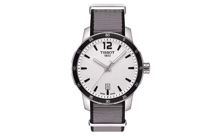TISSOT Time Jog Collection Quartz Movement Men's Watches Watch 40mm Silver Dial Stainless Steel Case Nylon Strap