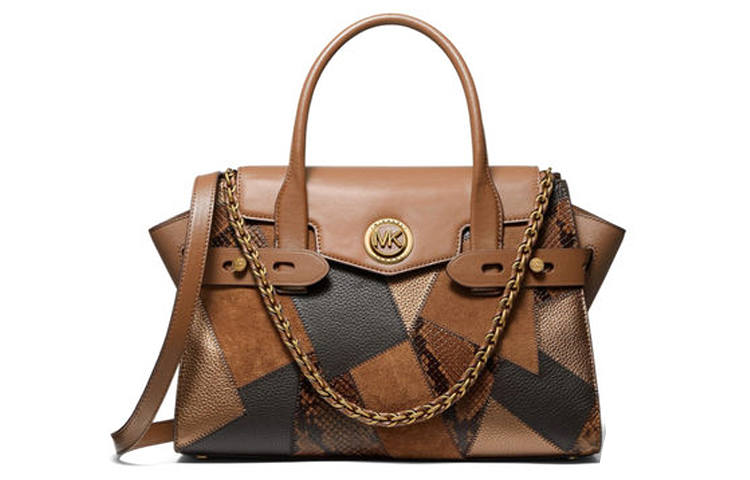 MICHAEL KORS Carmen Leather Shoulder Bag, Crossbody Bag, Handbag Regular Women's Brown