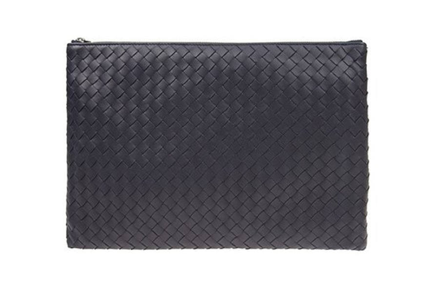 Bottega Veneta Intrecciato Sheepskin Envelope Clutch Women's Black