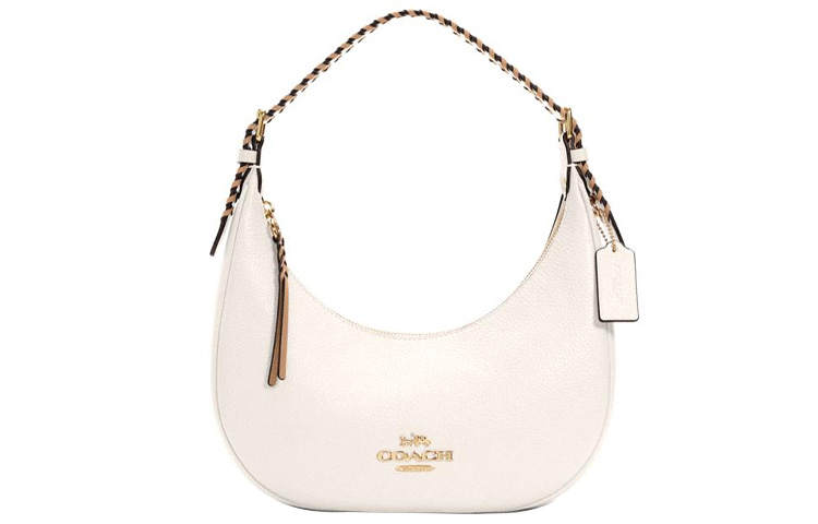 COACH Bailey Refined Pebbled Leather With Smooth Leather Hobo Bag, Shoulder Bag, Handbag Large Women's White