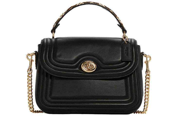 COACH Marlie Leather Satchel Bag, Shoulder Bag, Crossbody Bag, Handbag Medium Women's Black