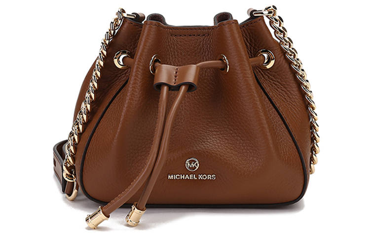 MICHAEL KORS Phoebe Cow Leather Bucket Bag, Shoulder Bag Women's Leather Brown