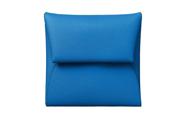 HERMES Bastia Epsom Calfskin Wallet Women's Glaze Blue