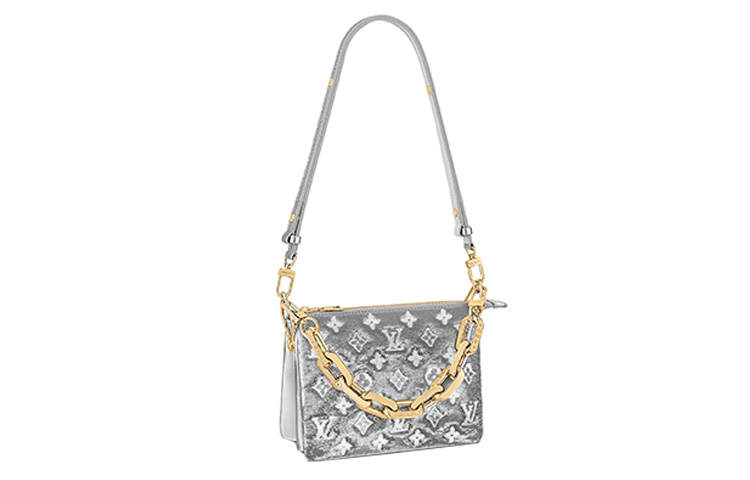 LOUIS VUITTON Coussin Sheepskin Pillow Bag, Chain Bag, Portable Crossbody Bag, Shoulder Bag Women's Silver
