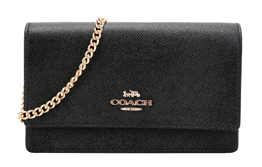 COACH Boxed Leather Small Square Bag, Fanny Pack, Shoulder Bag, Crossbody Bag Small Women's Black
