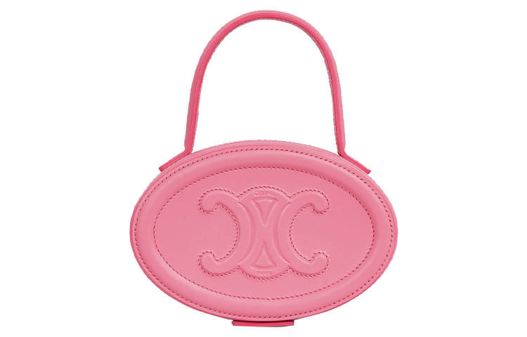 CELINE Cuir Triomphe Cow Leather Round Bag Handbag Women's Pink