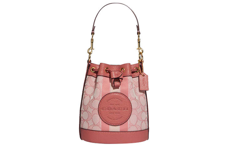 COACH Dempsey Leather Bucket Bag, Shoulder Bag, Crossbody Bag Mini Women's Cherry Blossom Pink & Rose Pink