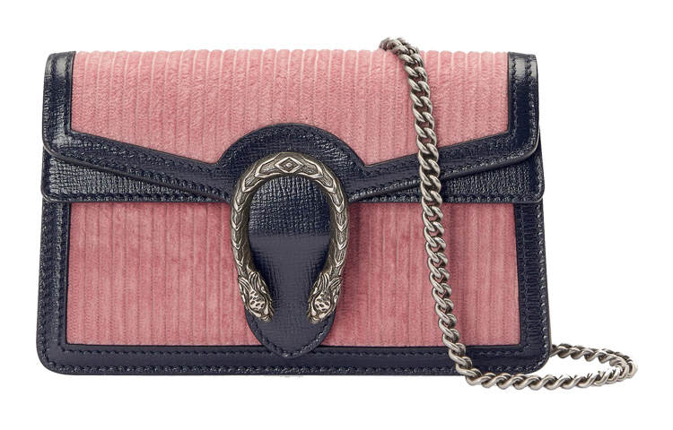 GUCCI Dionysus Corduroy Shoulder Bag, Crossbody Bag Women's Pink & Dark Blue