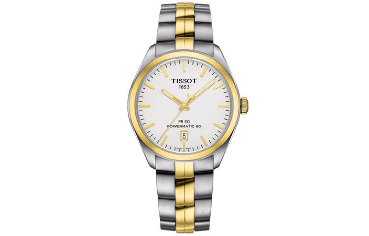 TISSOT PR100 Collection Automatic Mechanical Movement Men's Watch 39mm White Dial Stainless Steel Case